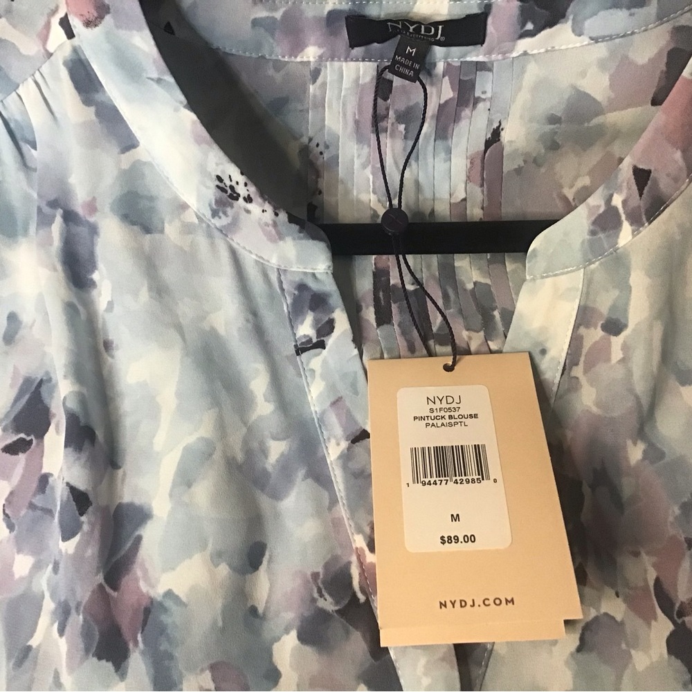 NYDJ Light Blue Lavender Floral Watercolor Blouse - Picture 7 of 8